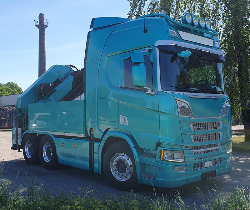 kran13 Kranfahrzeug türkis R&S Fahrzeugbau